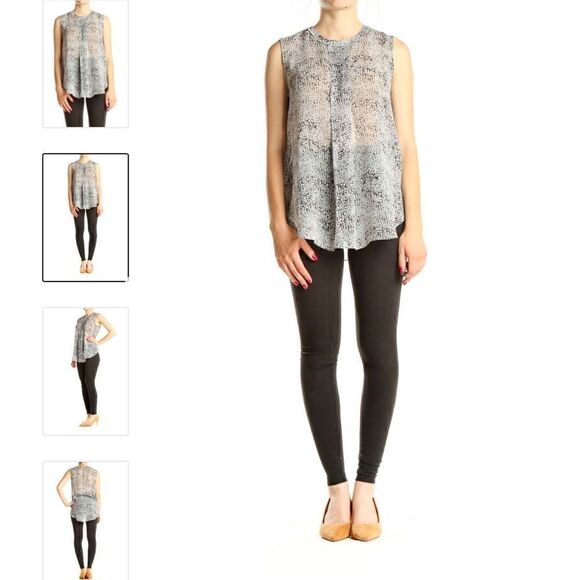 Vince Camuto XS grey and white sleeveless snakeskin blouse - Picture 2 of 10